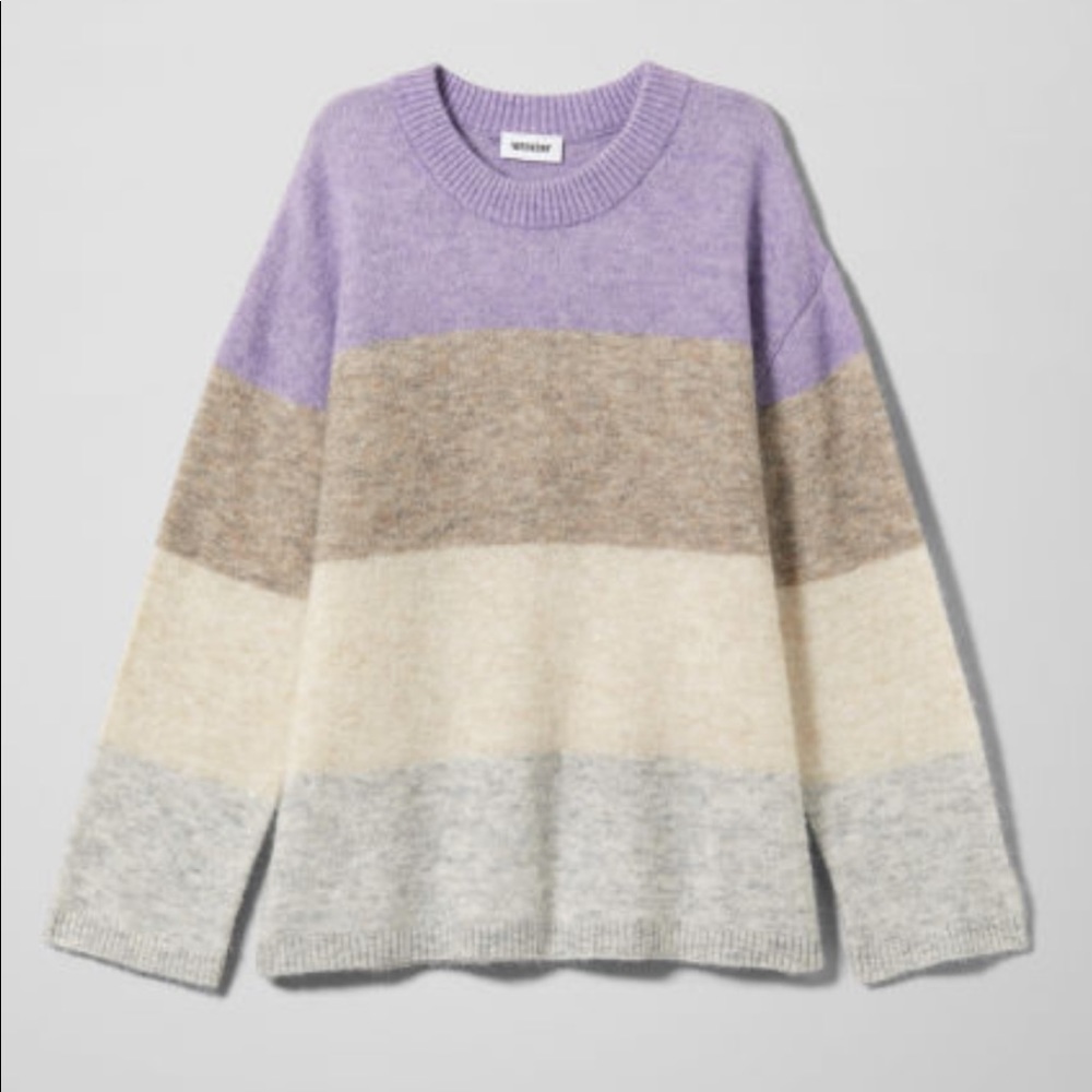 WEEKDAY “Uma” Lavender Haze Striped Wool Sweater Small